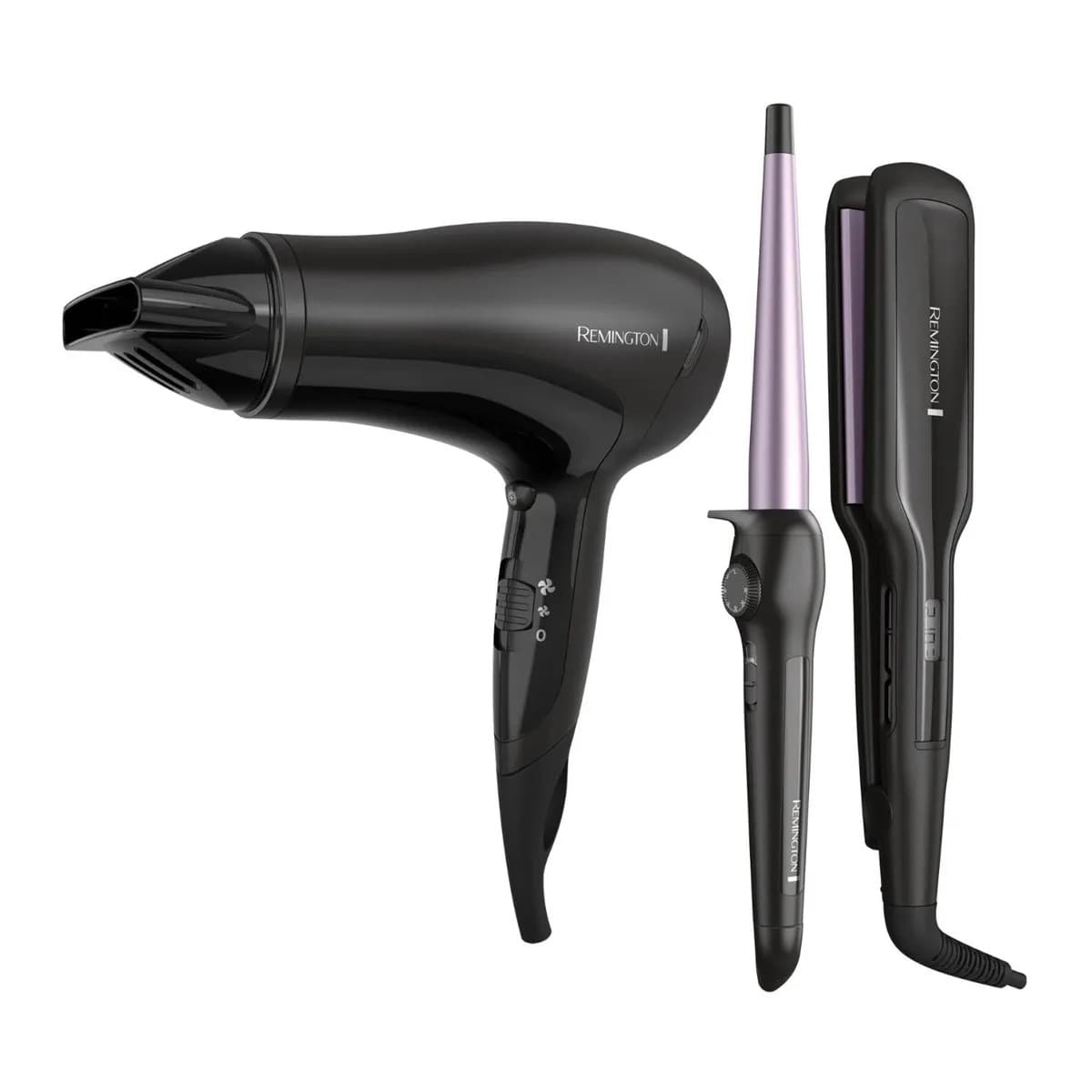 Combo Secador, plancha y pinza rizadora para el cabello Remington